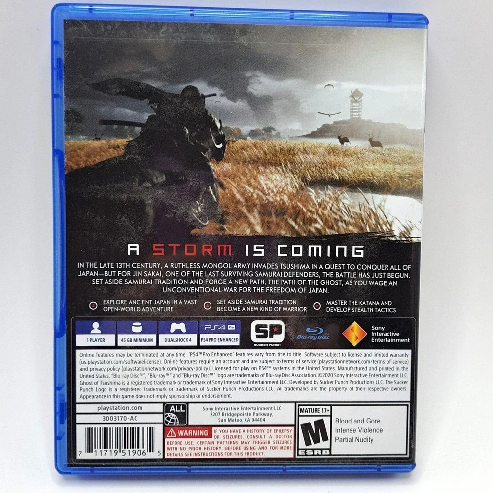 Ghost‎ Of Tsushima PlayStation 4 PS4 Action Adventure Video Game Complete